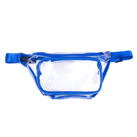 Bright Blue Trim Clear PVC Stadium Festival Concert Travel Fanny Pack Sling Bag - Picture 1 of 2